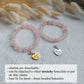 rose quartz bracelet on stretchy cord with custom engraved heart shaped charm