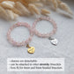 natural rose quartz beaded stretchy bracelet with detachable custom engraved heart charm, personalized jewelry gifts