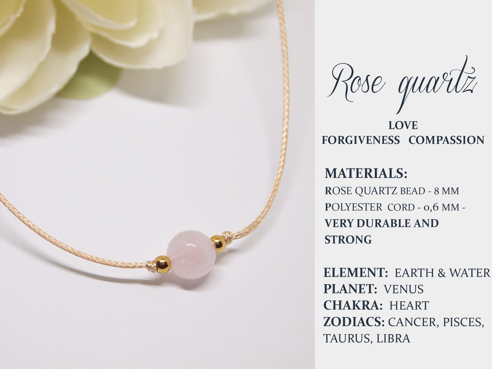 heart chakra gemstone choker with rose quartz