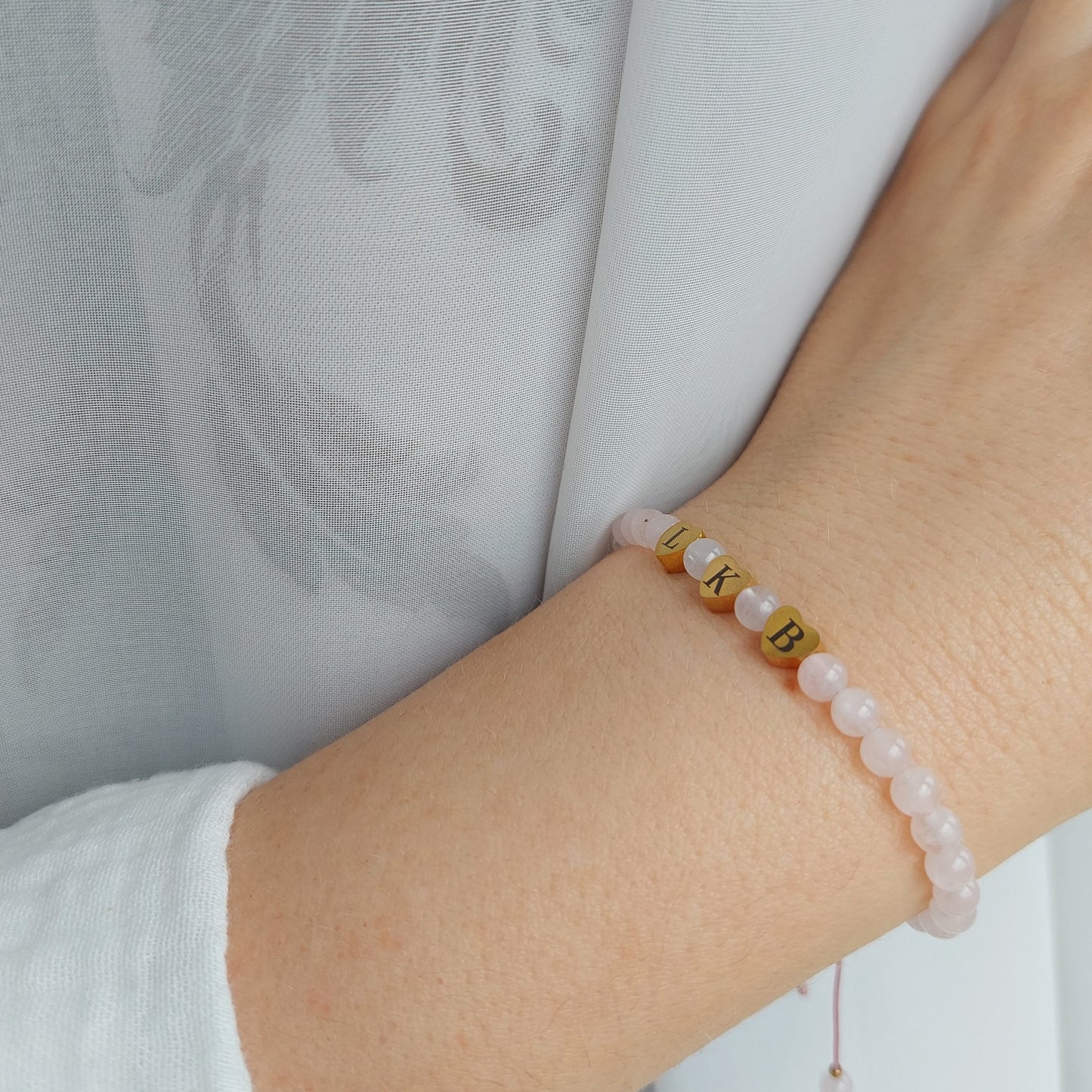 dainty personalized bracelet for mom or grandma, personalized with kids initials