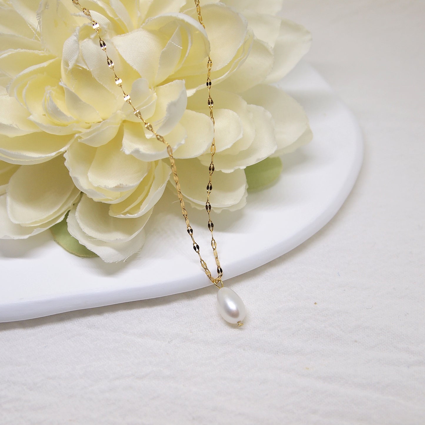 dainty pearl jewelry, single freshwater pearl necklace