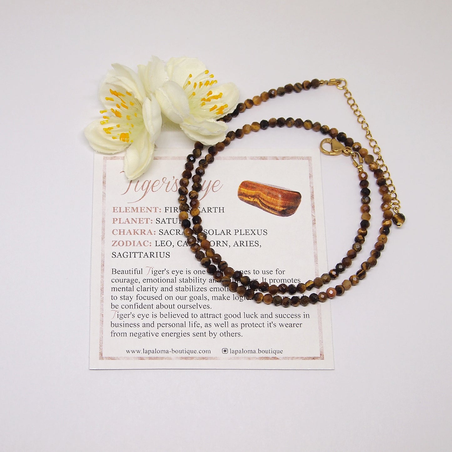 natural tigers eye choker necklace, gift for her