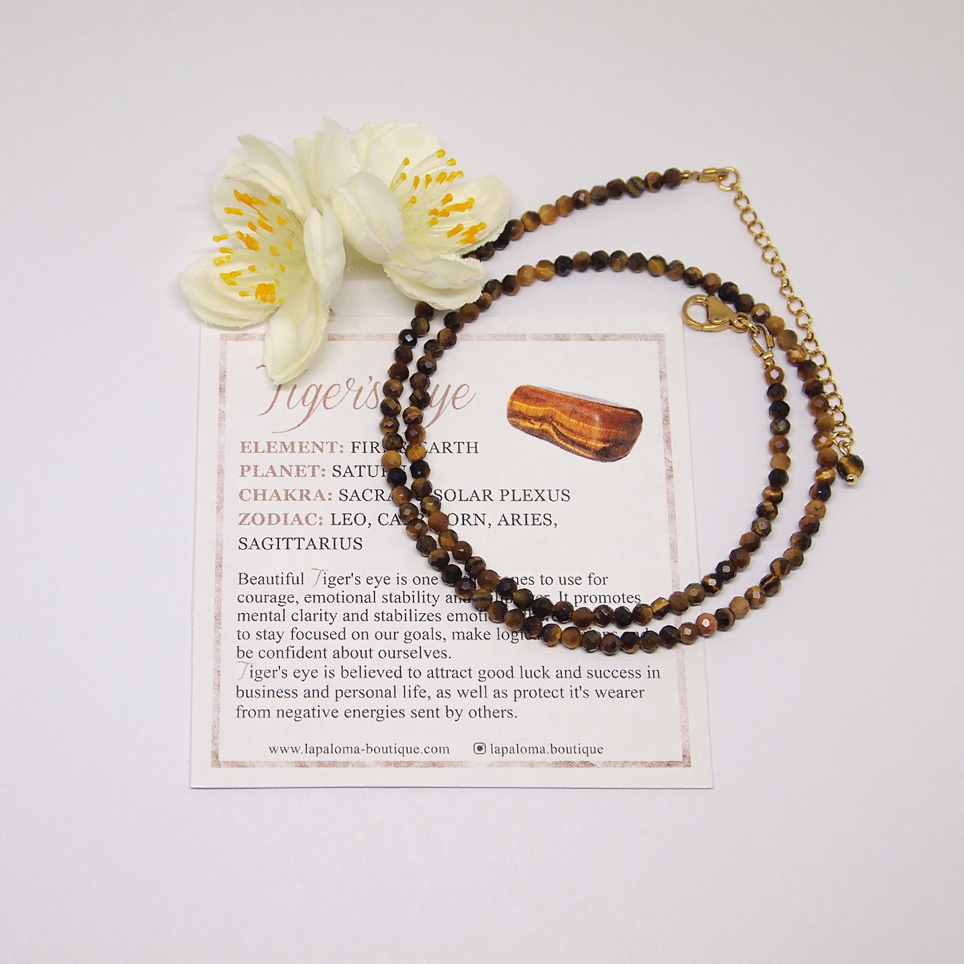 natural tigers eye choker necklace, gift for her