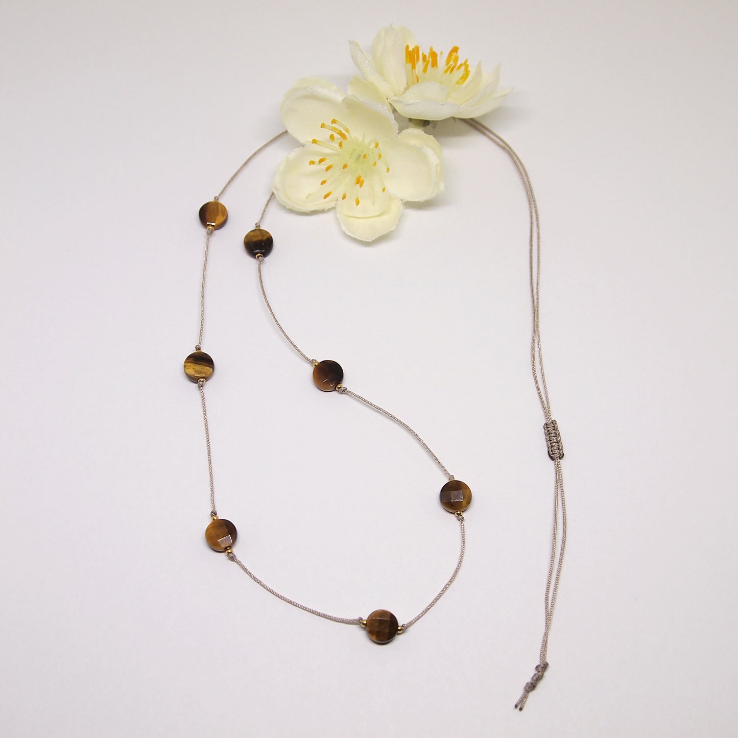 natural tigers eye choker on cord, adjustable size fits all