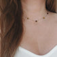 thin woman choker necklace, made with tiger eye and cord