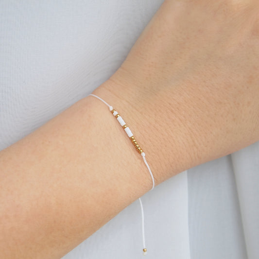 custom morse code bracelet white, personalized gift