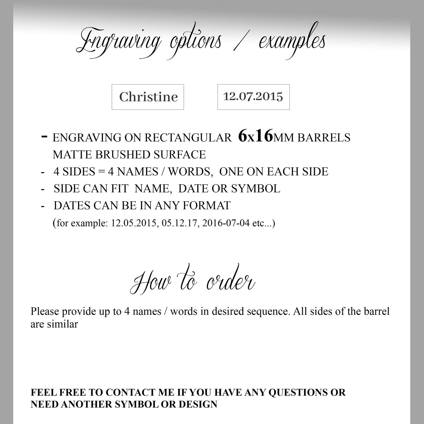 Black agate mens brcelet with engraved names