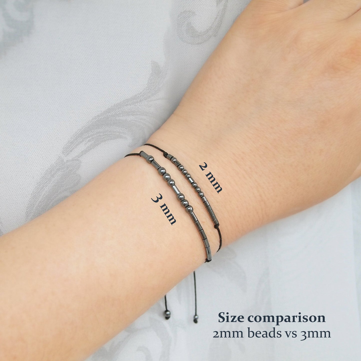 I LOVE YOU morse code bracelet set, 3mm