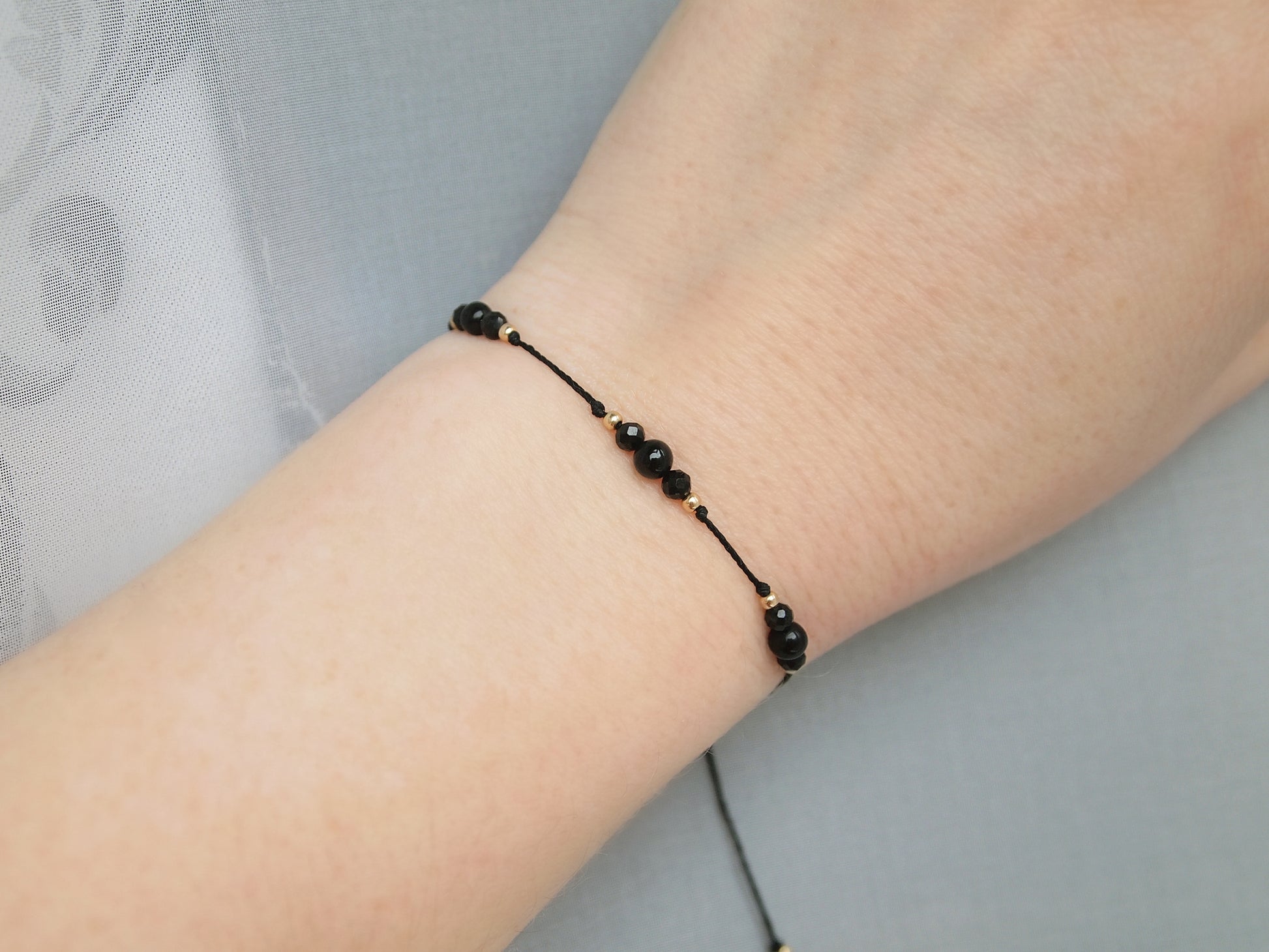 minimal black tourmaline bracelet