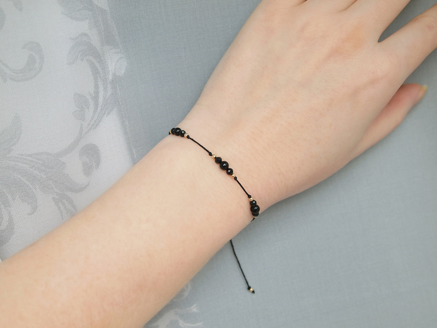 very delicate black tourmaline, minimalist jewelry