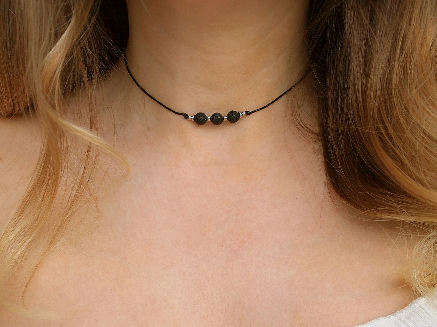 lava stone choker, root chakra necklace