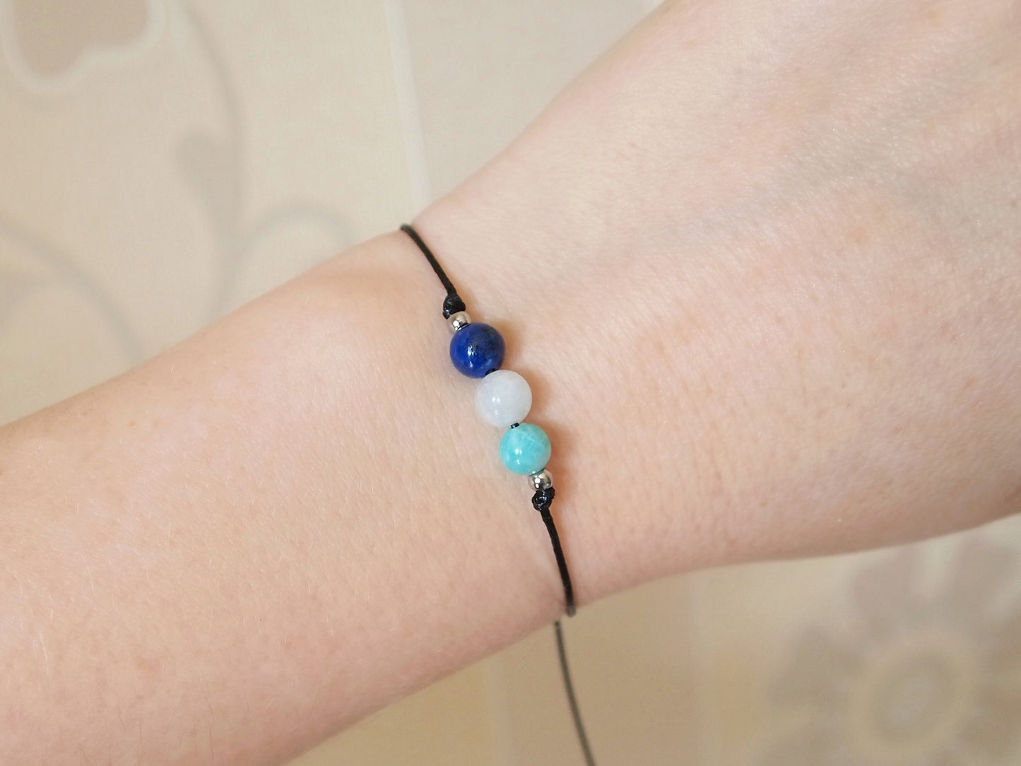 lapis moonstone and amazonite bracelet