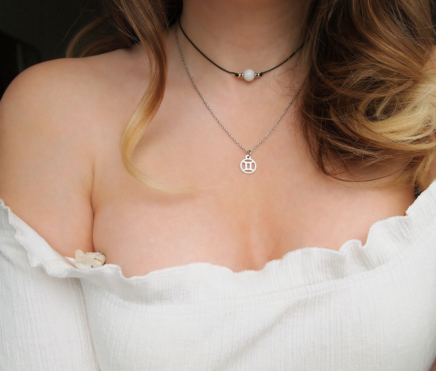 silver gemini necklace, gift for gemini