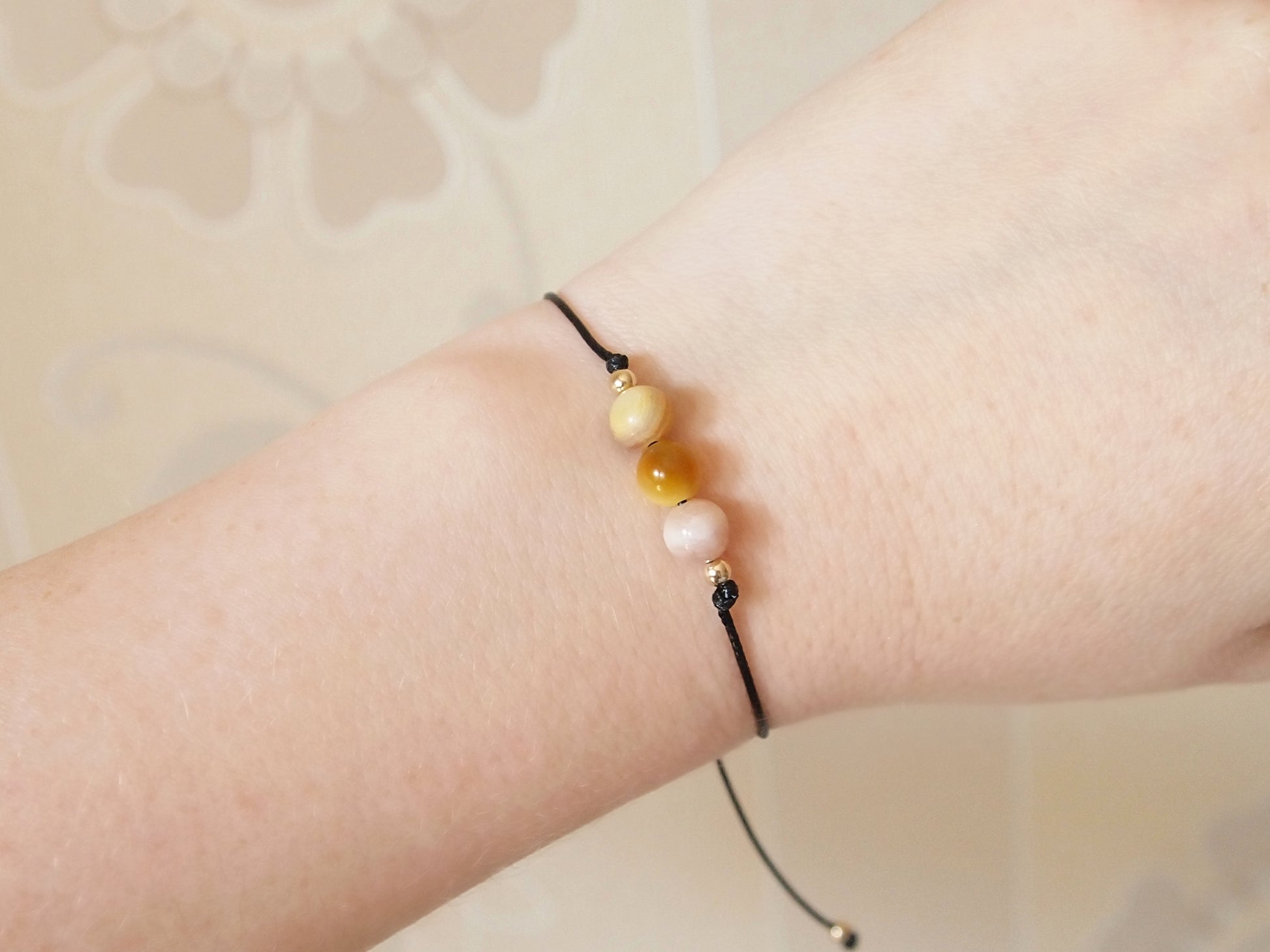 minimalist healing crystal bracelet on cord