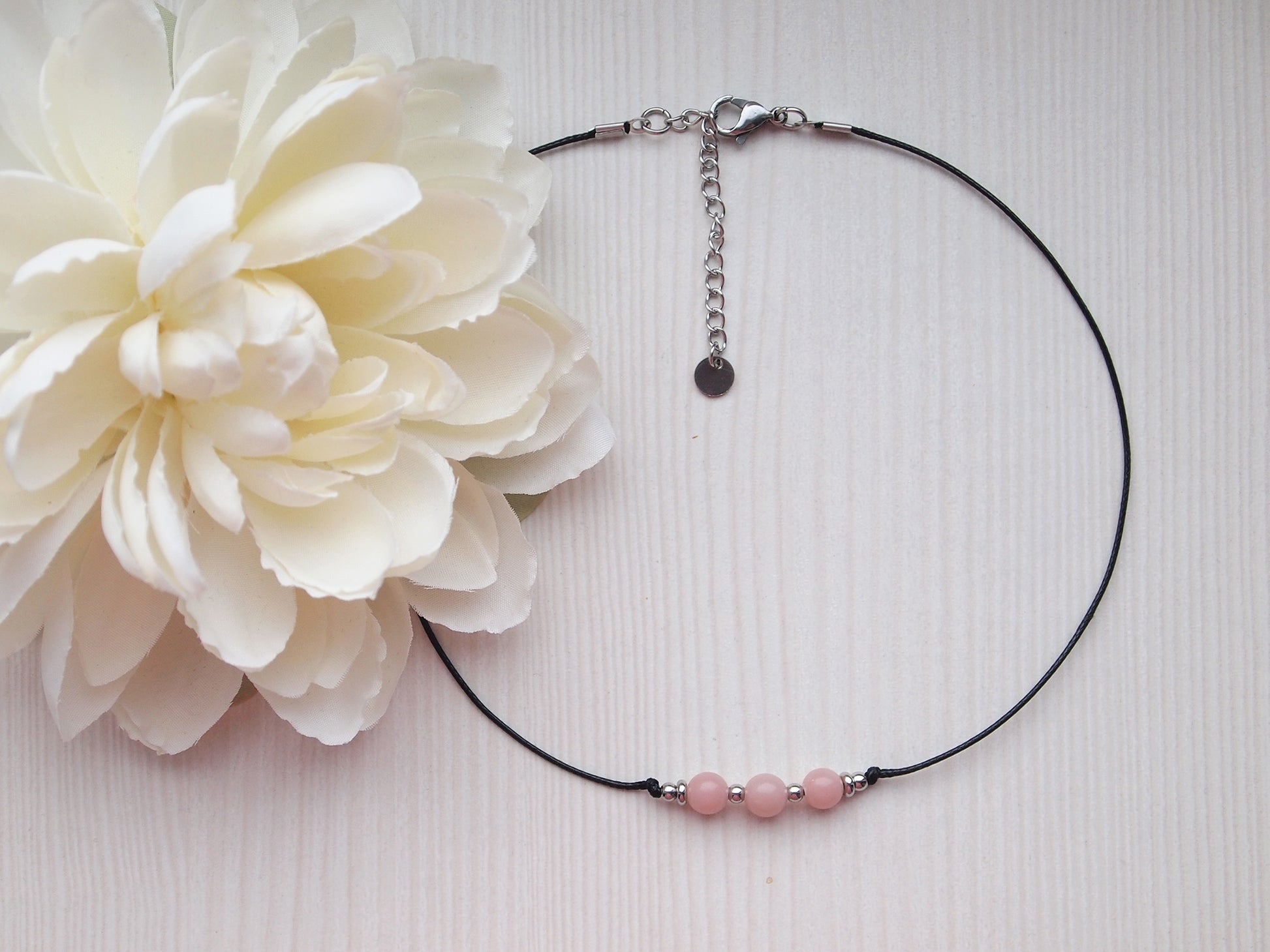 pink opal crystal choker, opal gemstone necklace