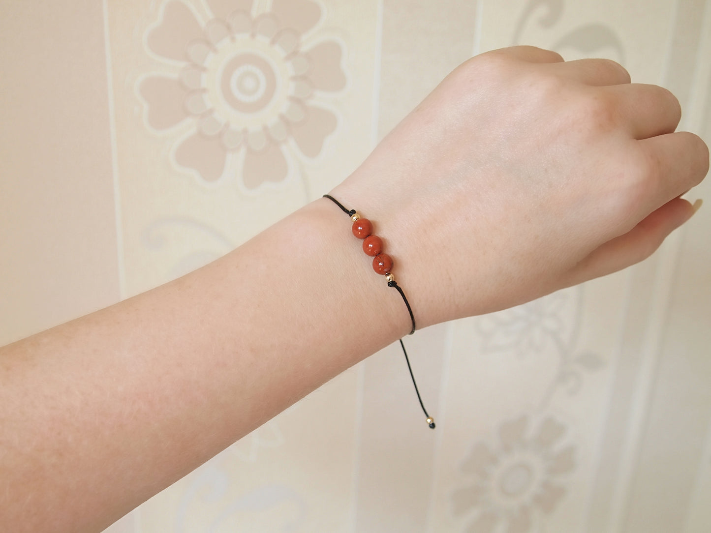 beaded red jasper bracelet, root chakra crystals