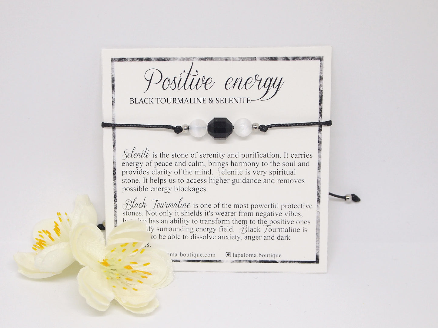 positive energy selenite and tourmaline bracelet