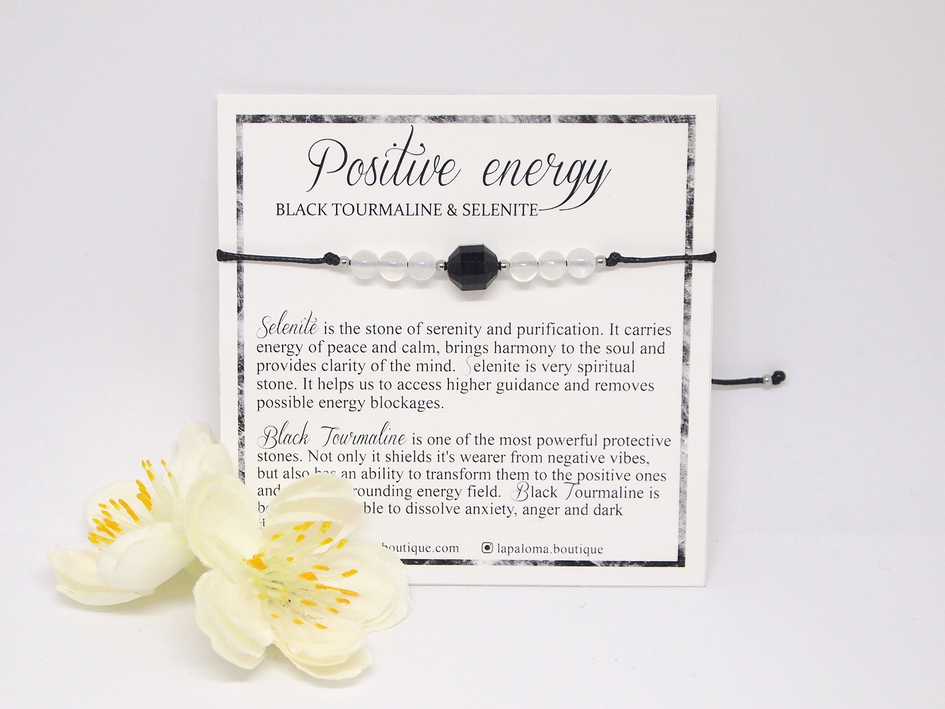 positive energy tourmaline and selenite bracelet