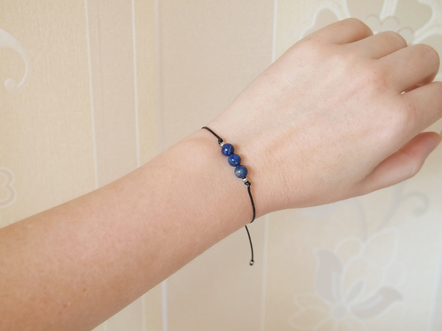 beaded lapis lazuli bracelet, chakra healing jewelry