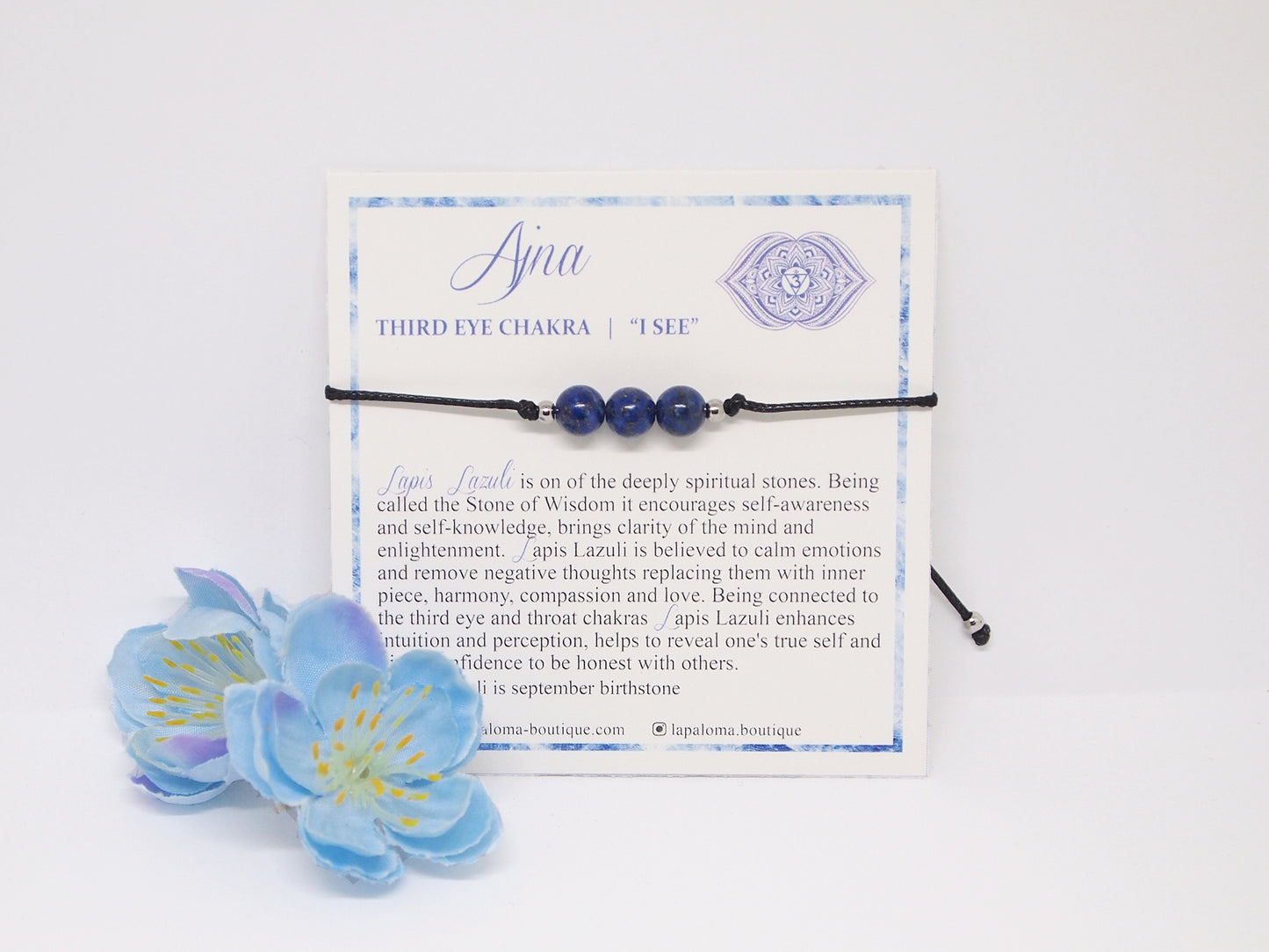 third eye chakra bracelet, lapis lazuli jewelry