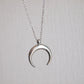 double horn stainless steel necklace, silver moon necklace