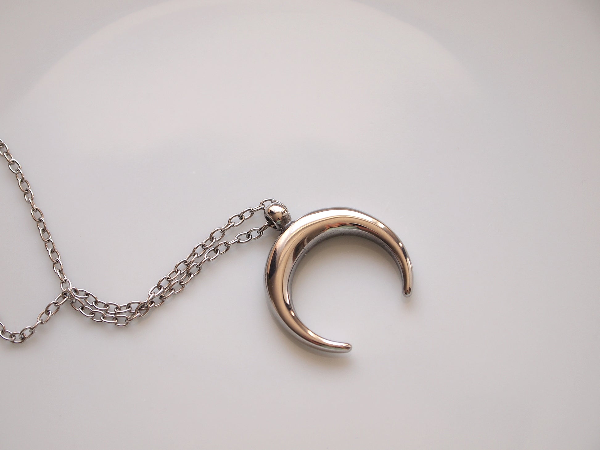 silver crescent moon necklace, celestial moon necklace