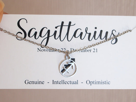 silver sagittarius necklace, sagittarius charm choker